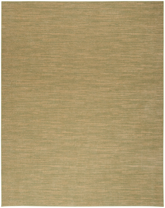 Warm beige-gold flatwoven rug with subtle horizontal tonal stripes; rectangular, versatile outdoor floor covering.