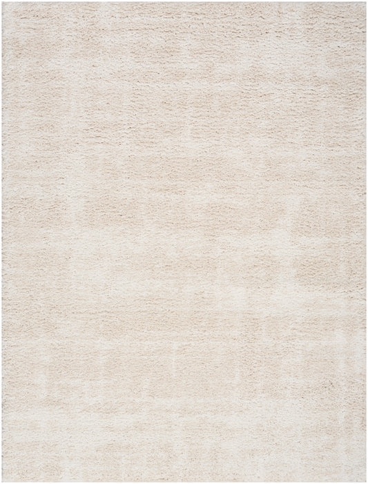 Cream beige textured rug with a soft, plush pile.