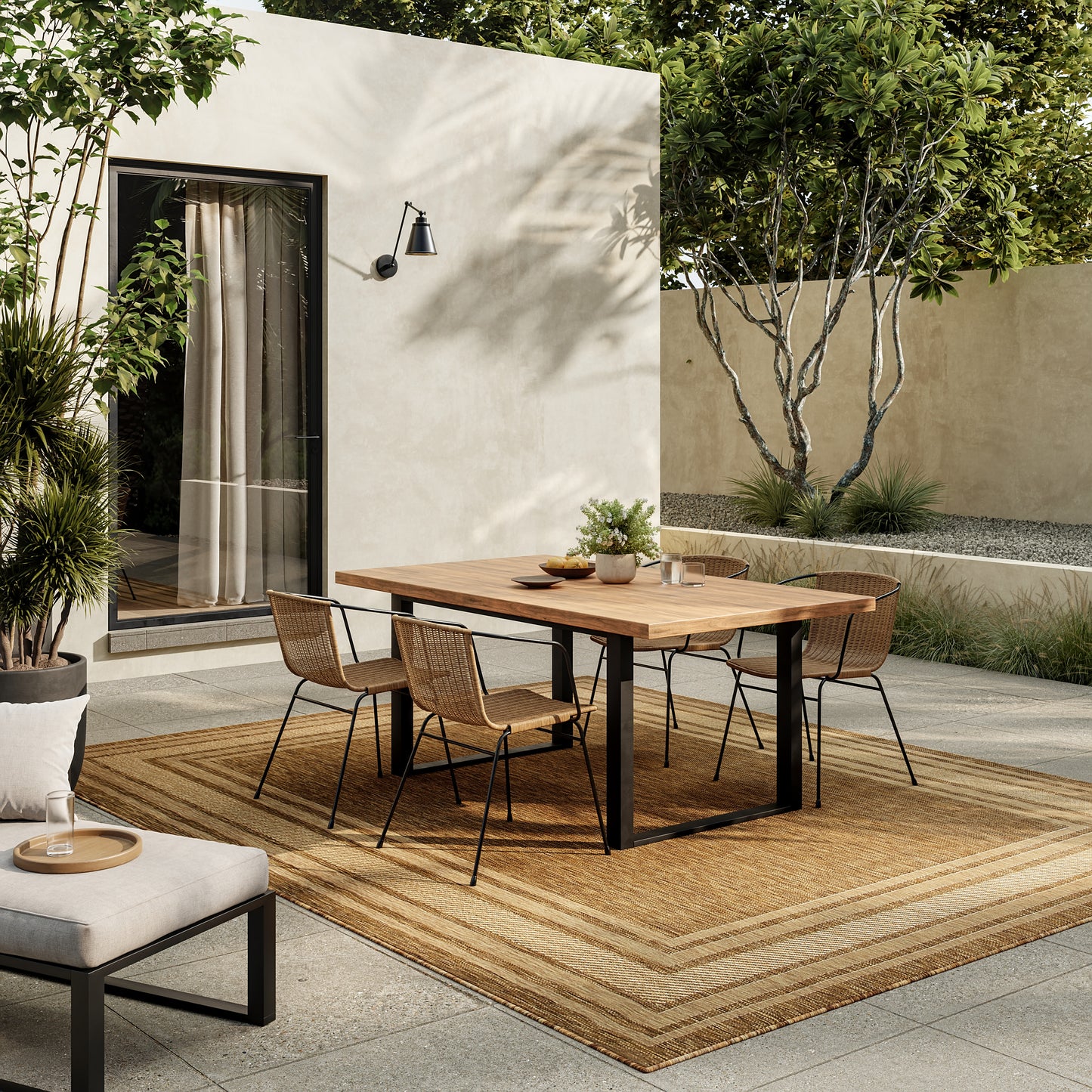 Beige rectangular rug, 9' x 12'.