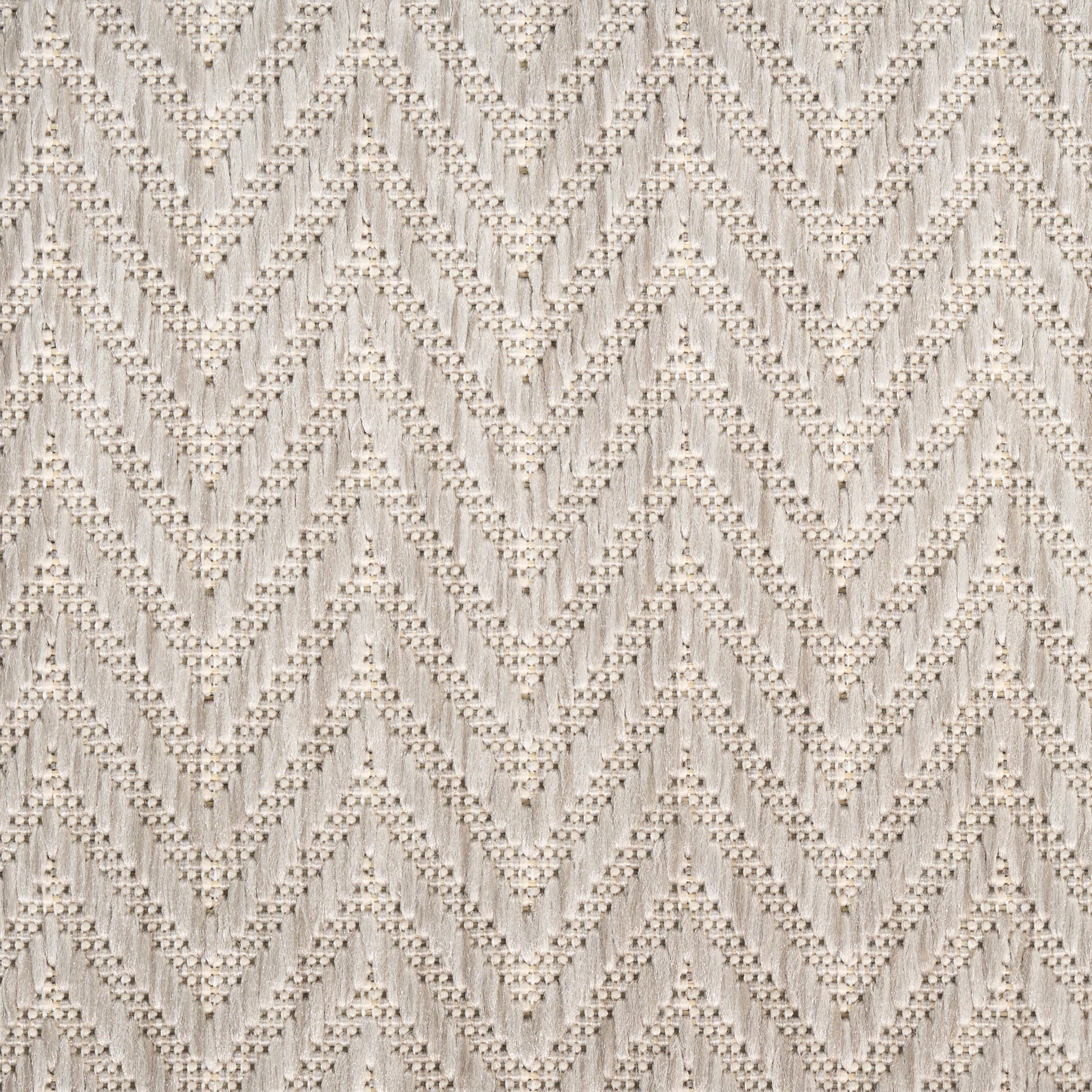 Cream and light gray chevron knit fabric with a textured zigzag pattern; soft, versatile textile for apparel or decor.