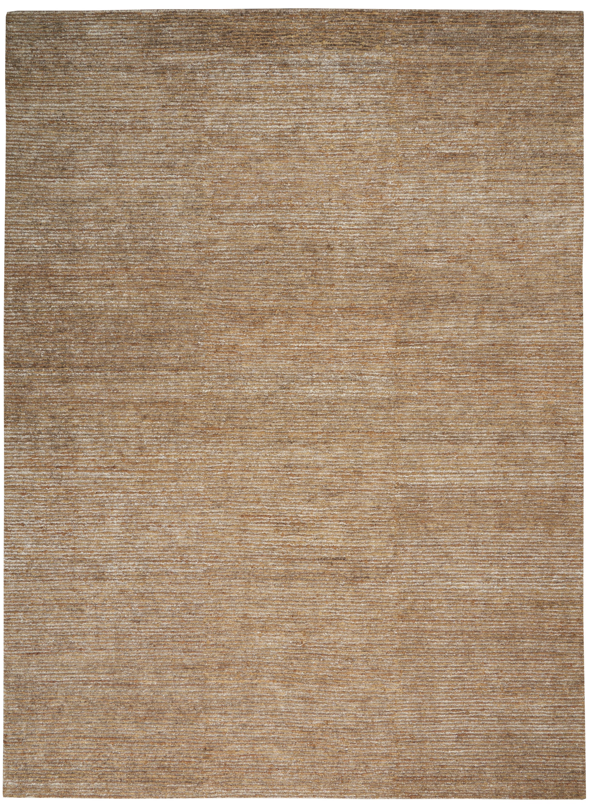 Beige-brown rug with subtle horizontal ribbing and soft color gradient; rectangular, cozy look.