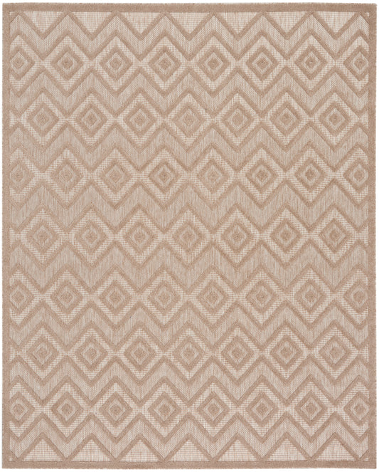 Beige rectangular rug with a textured weave and repeating diamond motif.