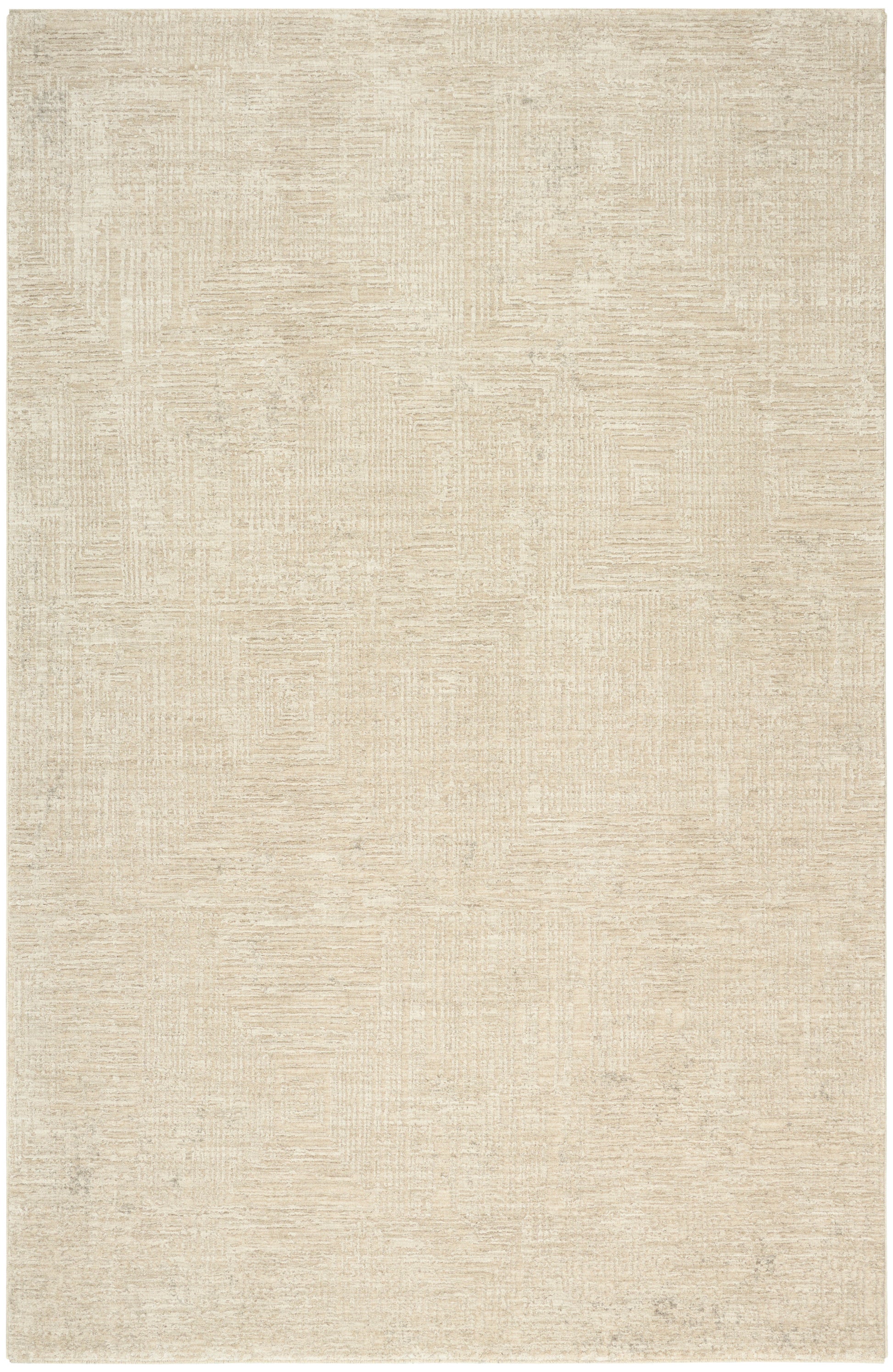 Beige textured area rug with subtle geometric patterns in cream tones; rectangular, contemporary neutral style, 8' x 10'.