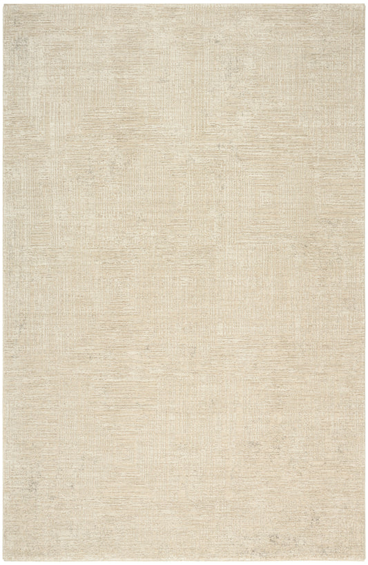 Beige textured area rug with subtle geometric patterns in cream tones; rectangular, contemporary neutral style, 8' x 10'.