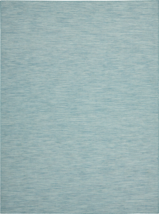 Rectangular teal blue flat-weave area rug with subtle heathered texture and darker border.
