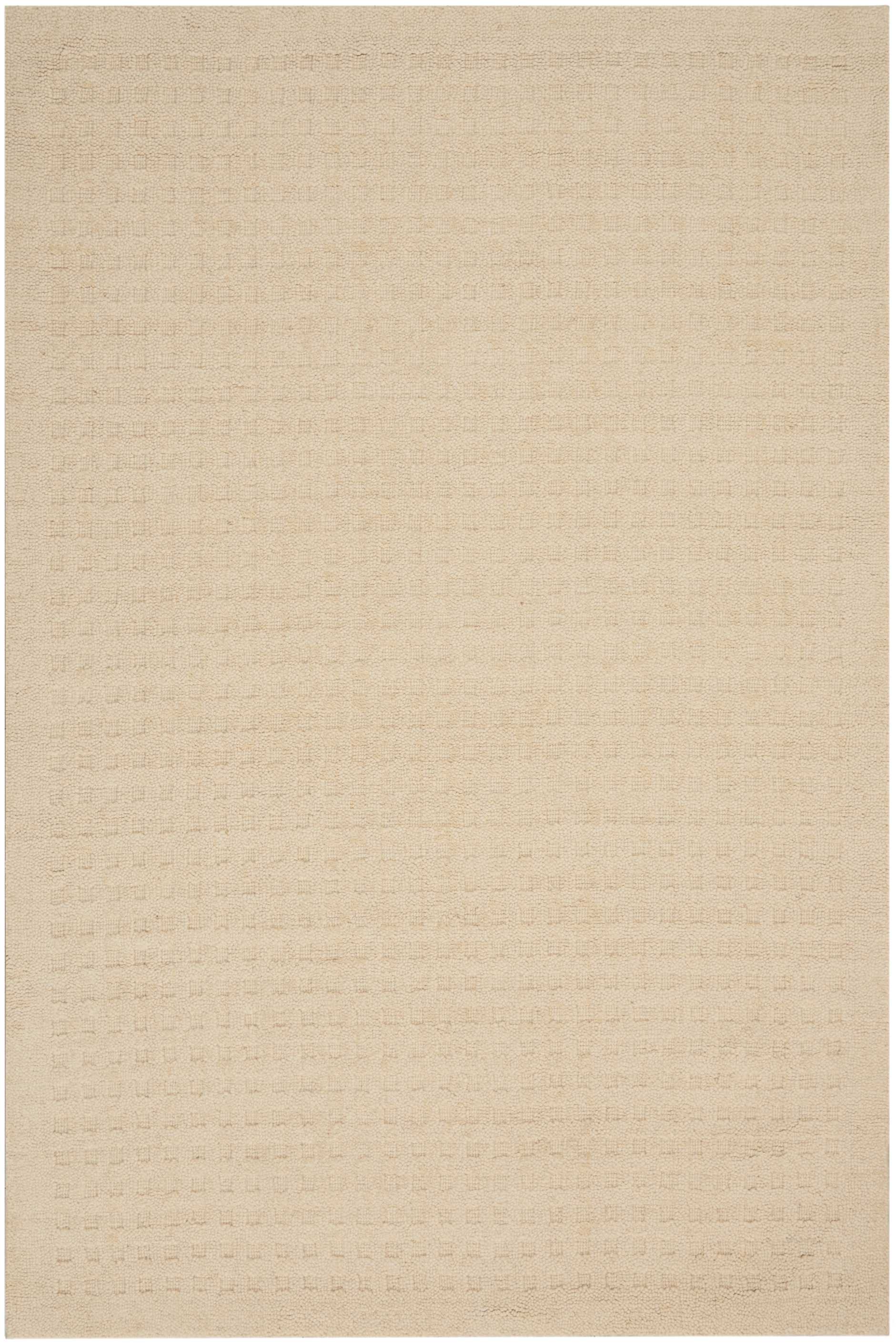 Beige rectangular rug with subtle woven texture; neutral, versatile for living room or bedroom.