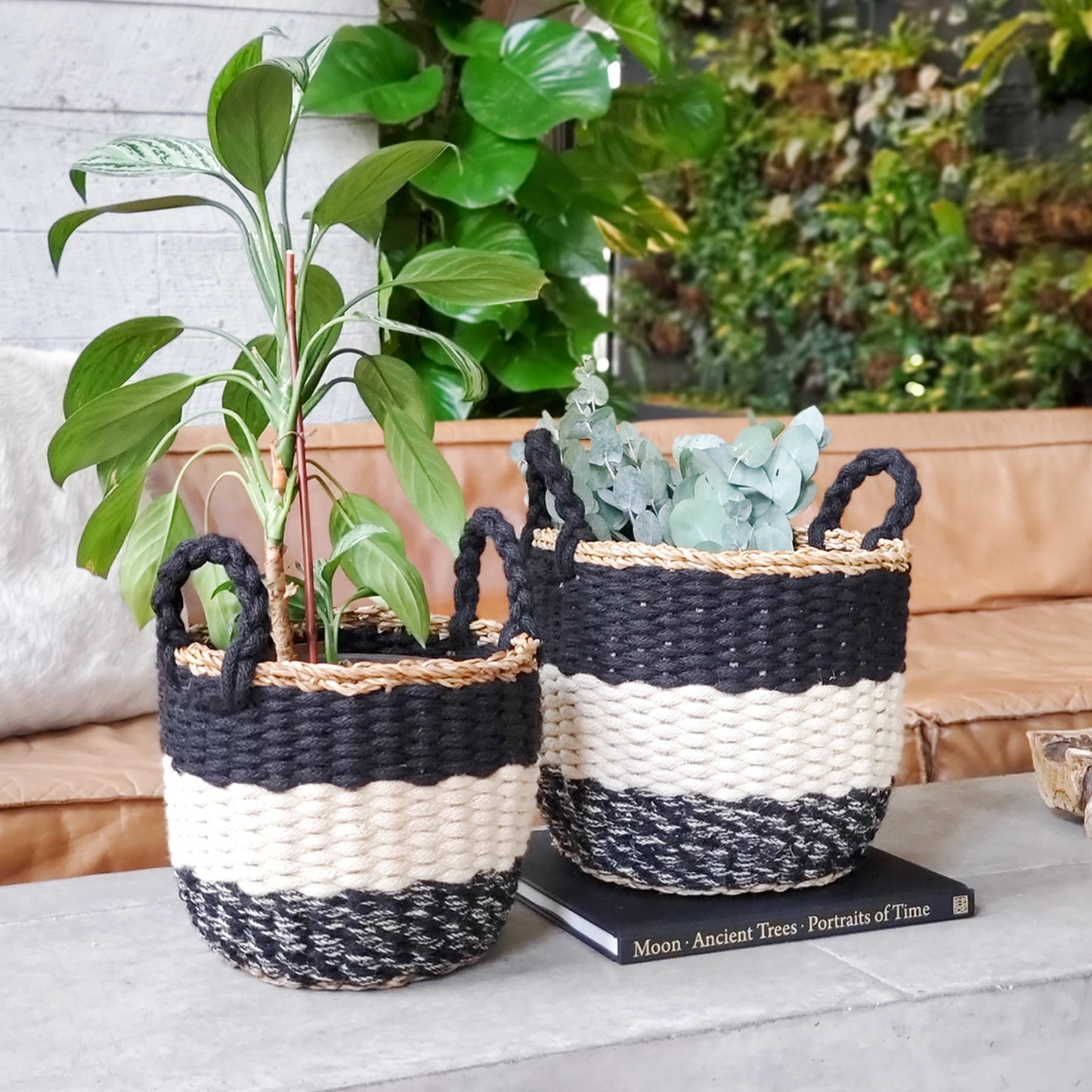 Ula Stripe Basket - Black