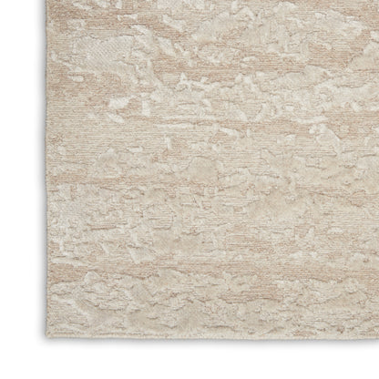 Rectangular beige textured area rug (2' x 3') with cream abstract pattern and plush high-pile surface.