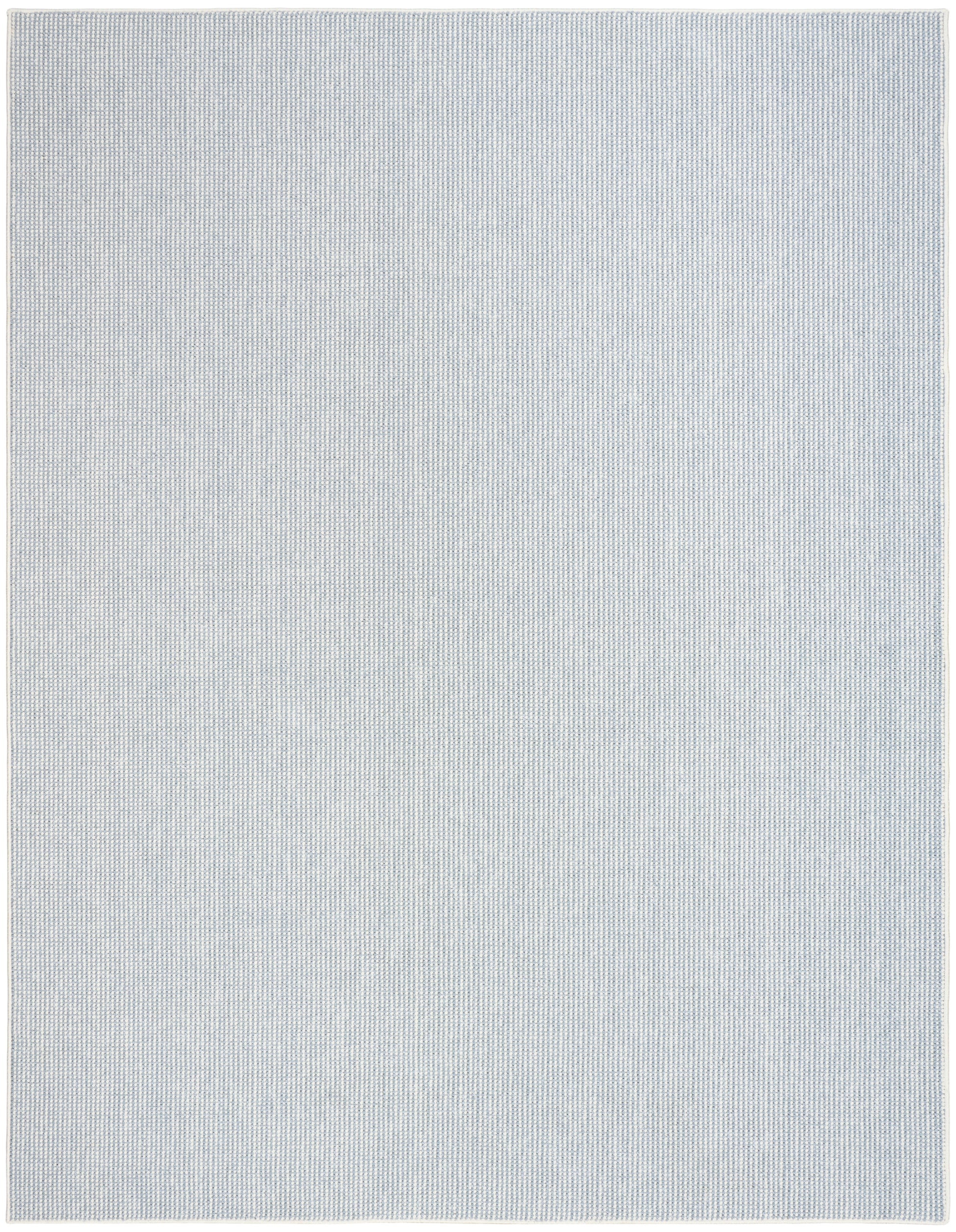Light blue woven rug with fine grid texture, rectangular, casual modern style for living room.
