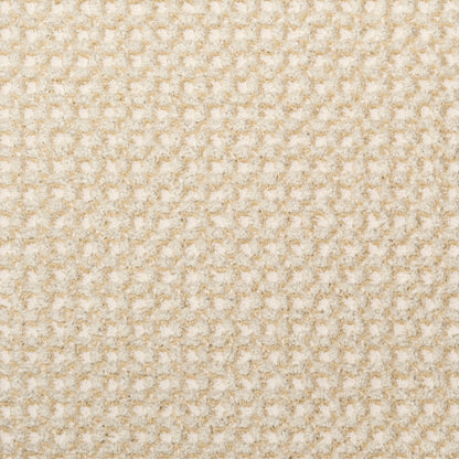 Beige boucle fabric swatch with tiny looped texture; soft, cozy knit for apparel or upholstery.
