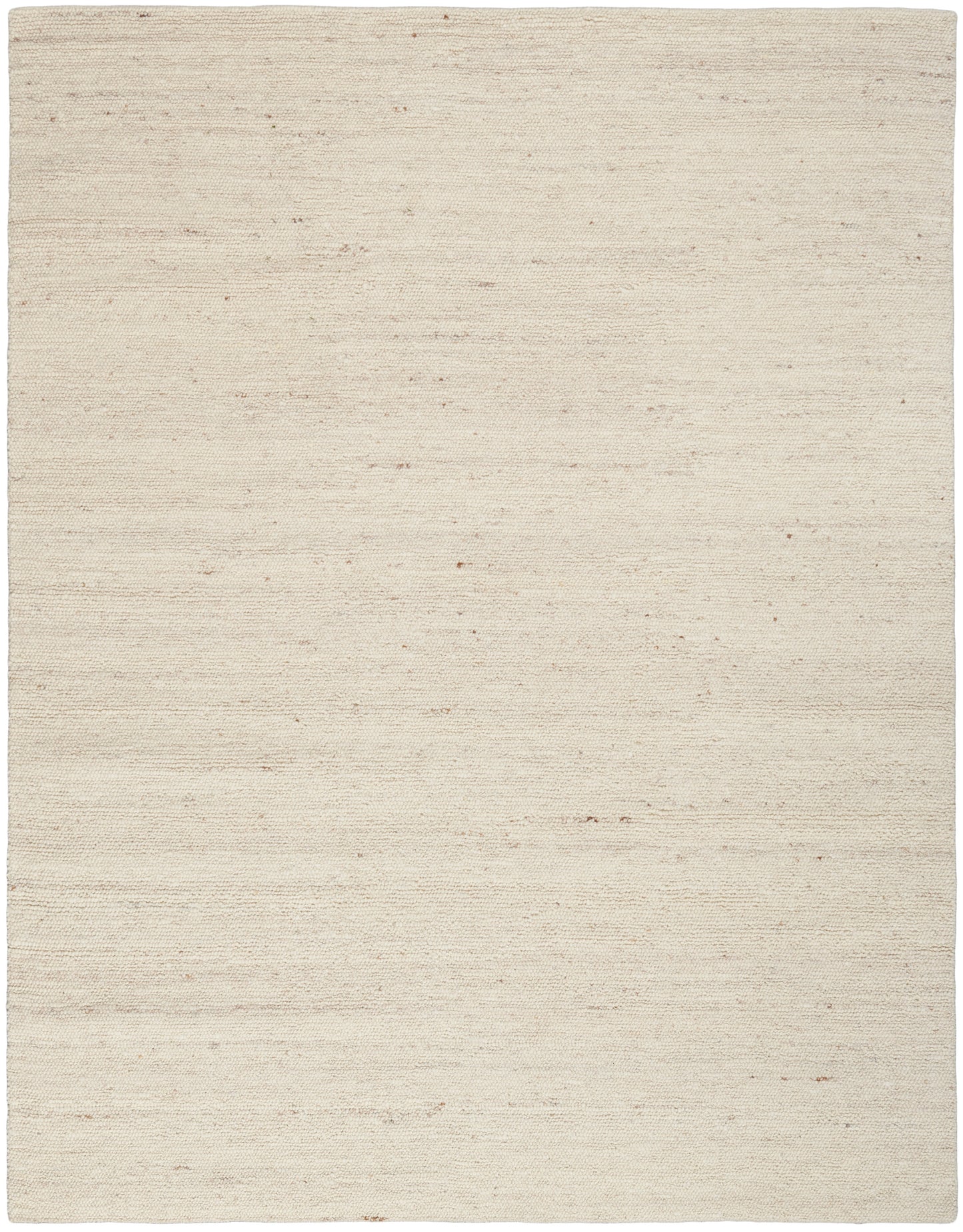 Cream flat-weave rug with subtle specks, natural fiber look, rectangular & minimalist living room decor.