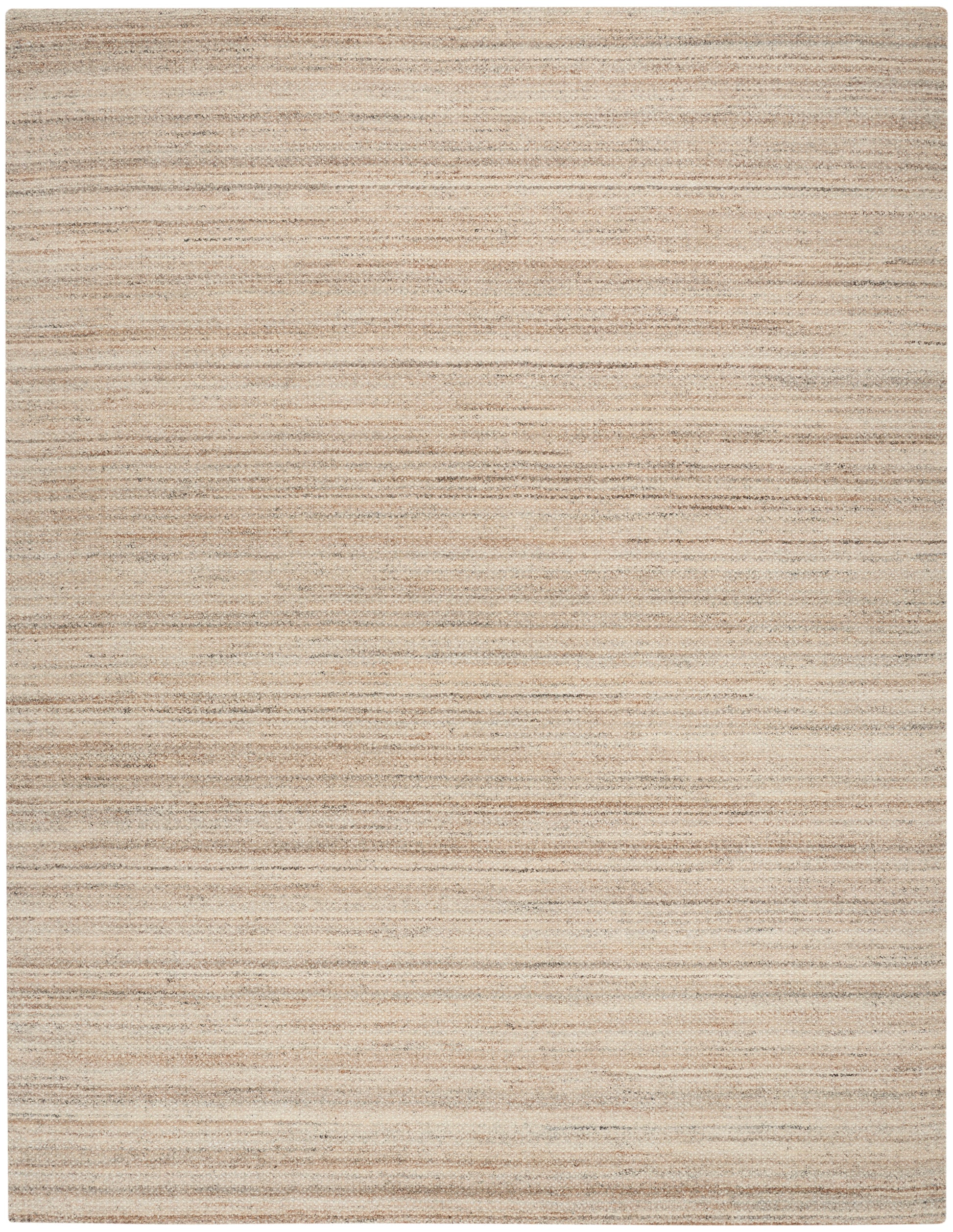Beige striped natural fiber rug, flatwoven texture in warm neutral tones; versatile area rug for living room.