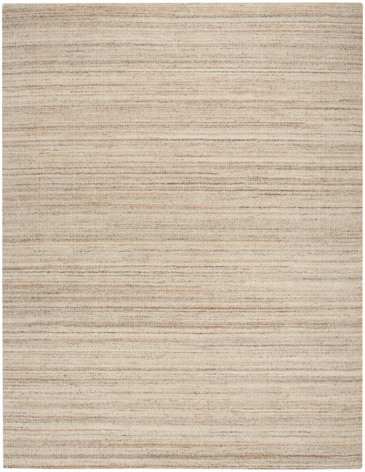 Beige striped natural fiber rug, flatwoven texture in warm neutral tones; versatile area rug for living room.
