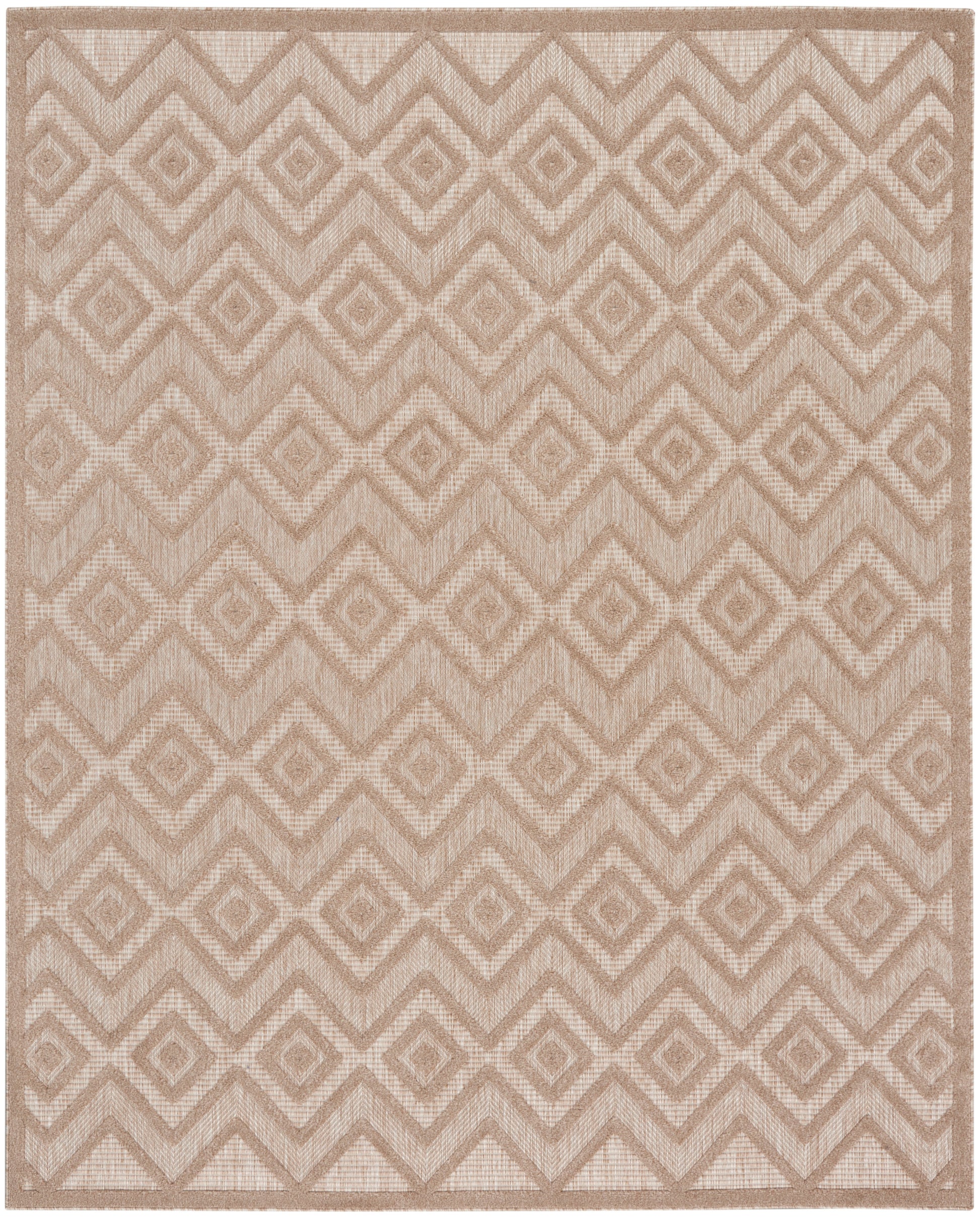 Beige diamond-pattern rug with chevron motif; textured flatweave in taupe, rectangular area rug for living room.