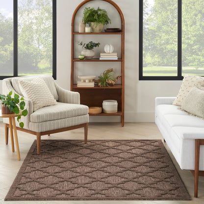 Modern 4' x 6' textured brown rug.