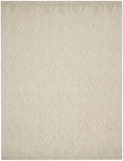 Neutral beige woven area rug with tonal chevron pattern and soft texture.