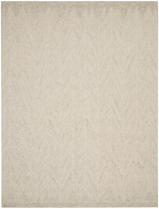 Neutral beige woven area rug with tonal chevron pattern and soft texture.