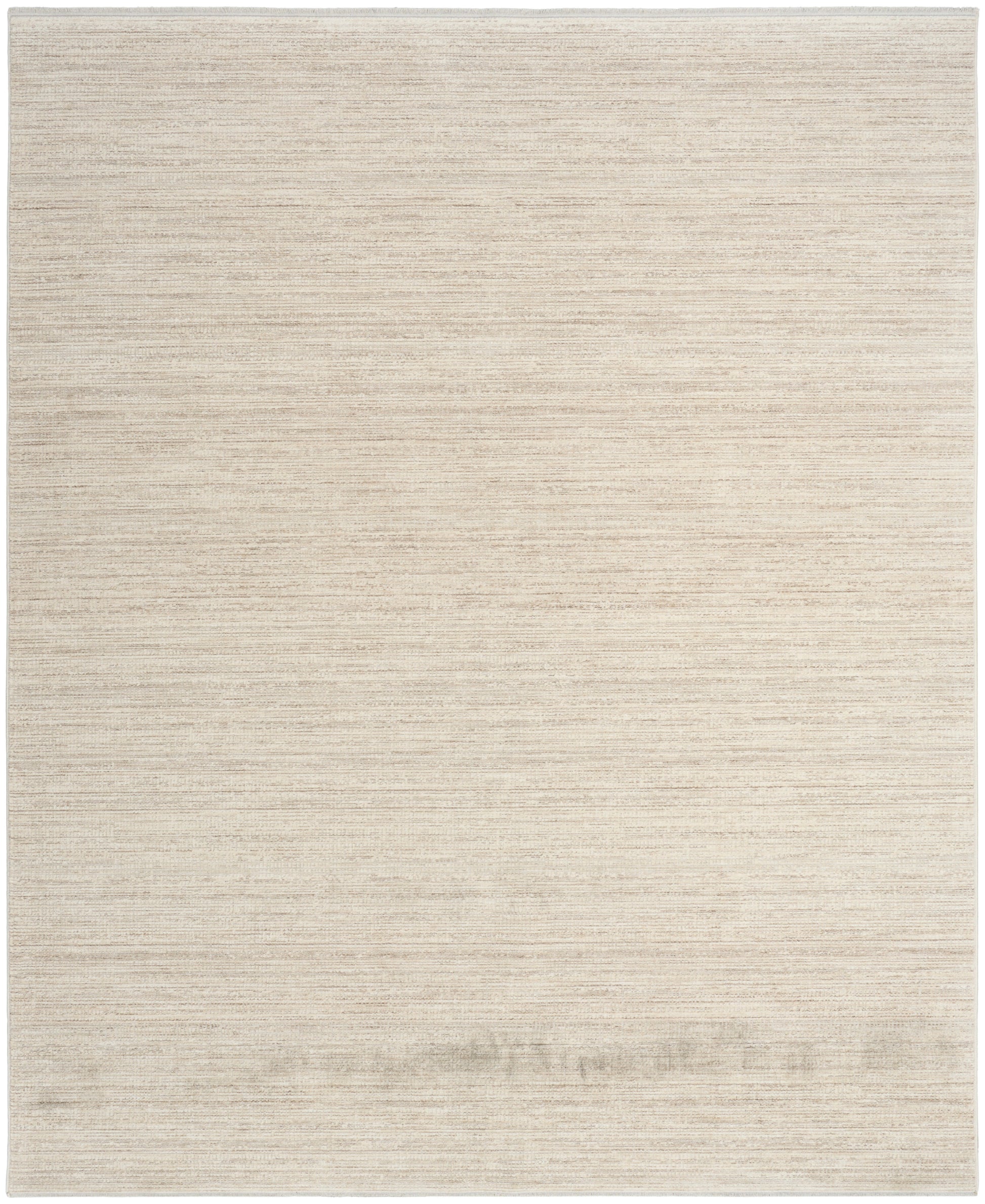 Beige flatwoven rug with subtle horizontal texture; rectangular neutral floor covering for living spaces.