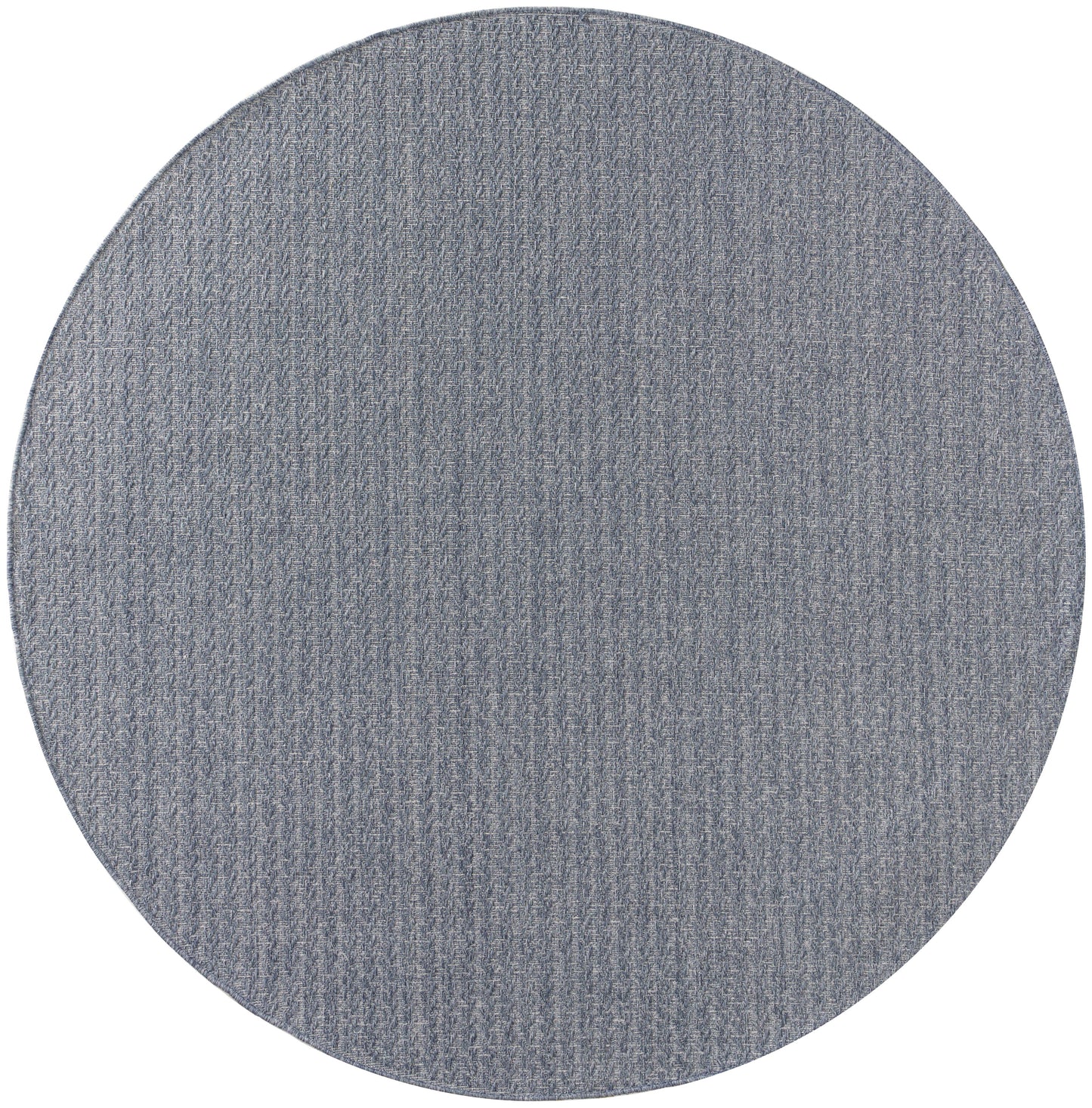 Round gray woven rug with subtle heather texture for modern interiors.