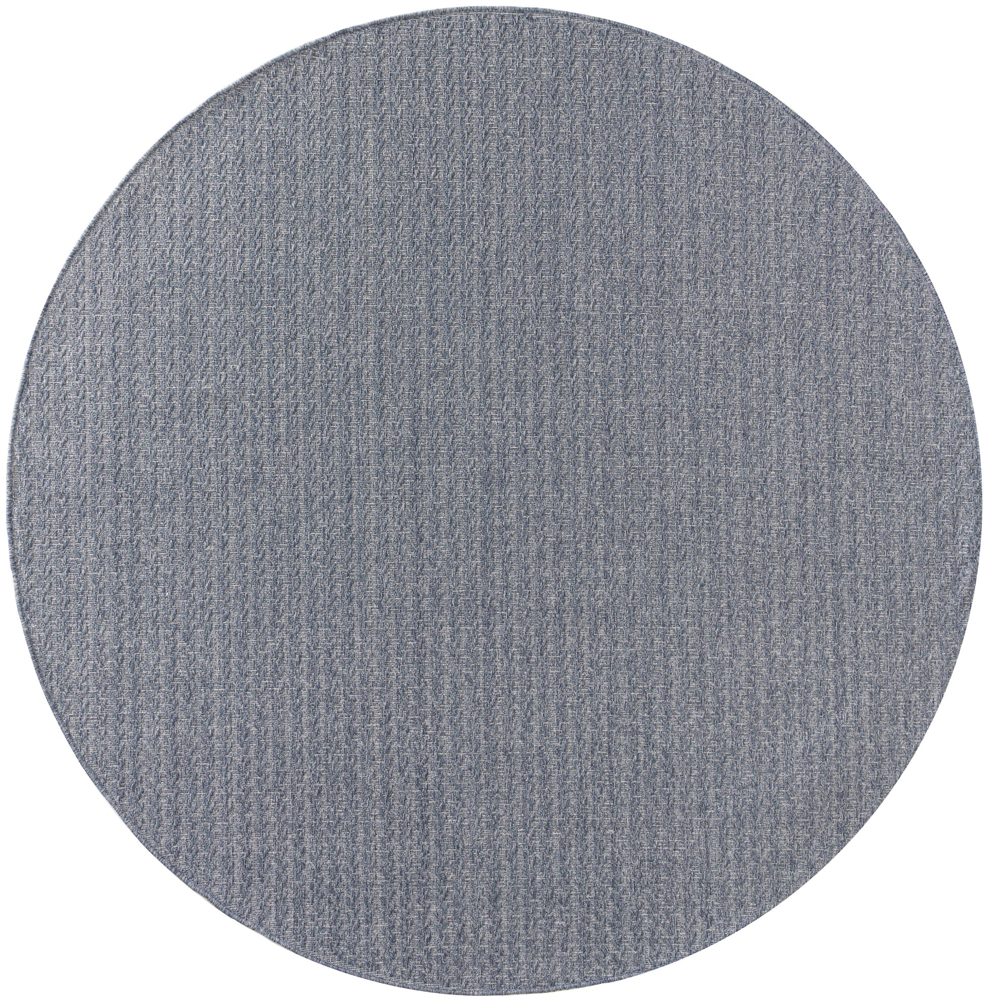 Round gray woven rug with subtle heather texture for modern interiors.