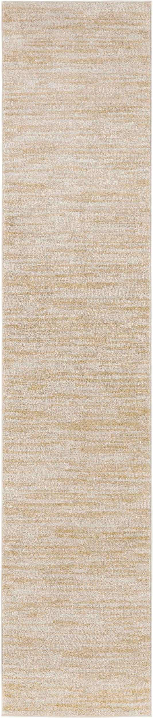 Beige textured rug with subtle cream and tan marled pattern; long narrow runner style.