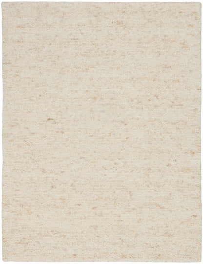 Beige rectangular woven rug with subtle speckled cream texture; neutral, versatile living-room rug.