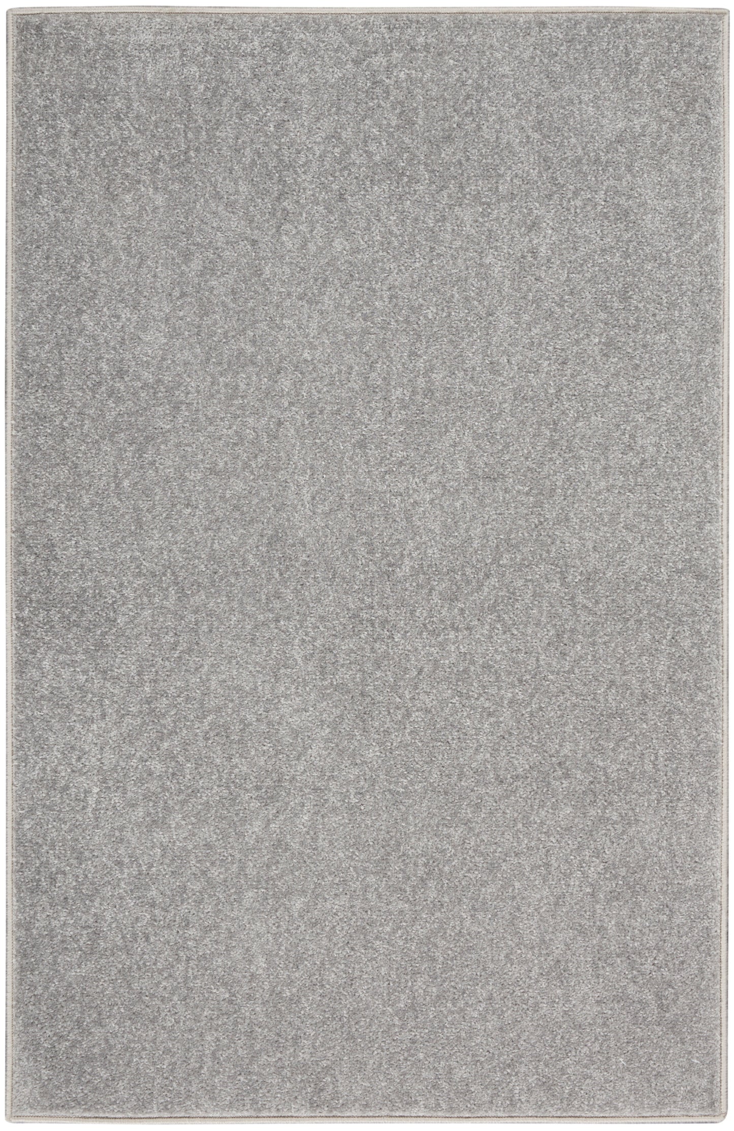 Gray rectangular outdoor area rug with dense plush pile and subtle lighter border, 2' x 4'.