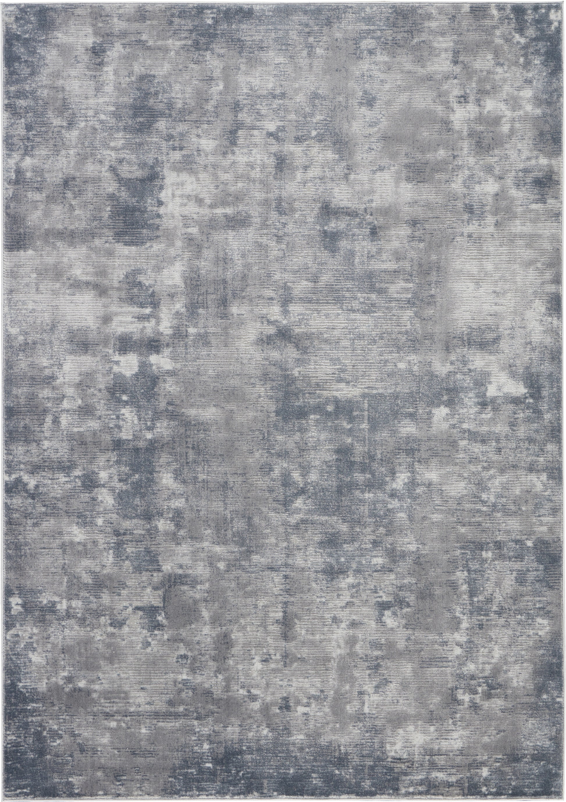 Abstract gray distressed rug with charcoal and light gray tones, modern rectangular rug for living room.