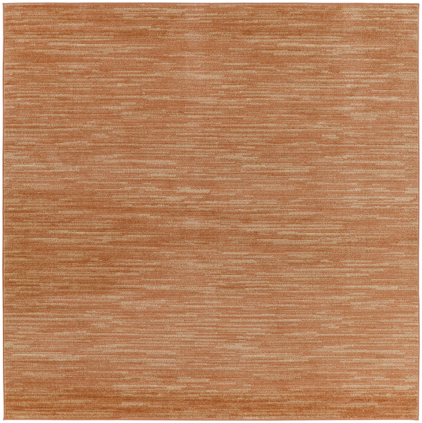 Warm orange terracotta rug with subtle beige streaks and a soft, flat-weave texture.