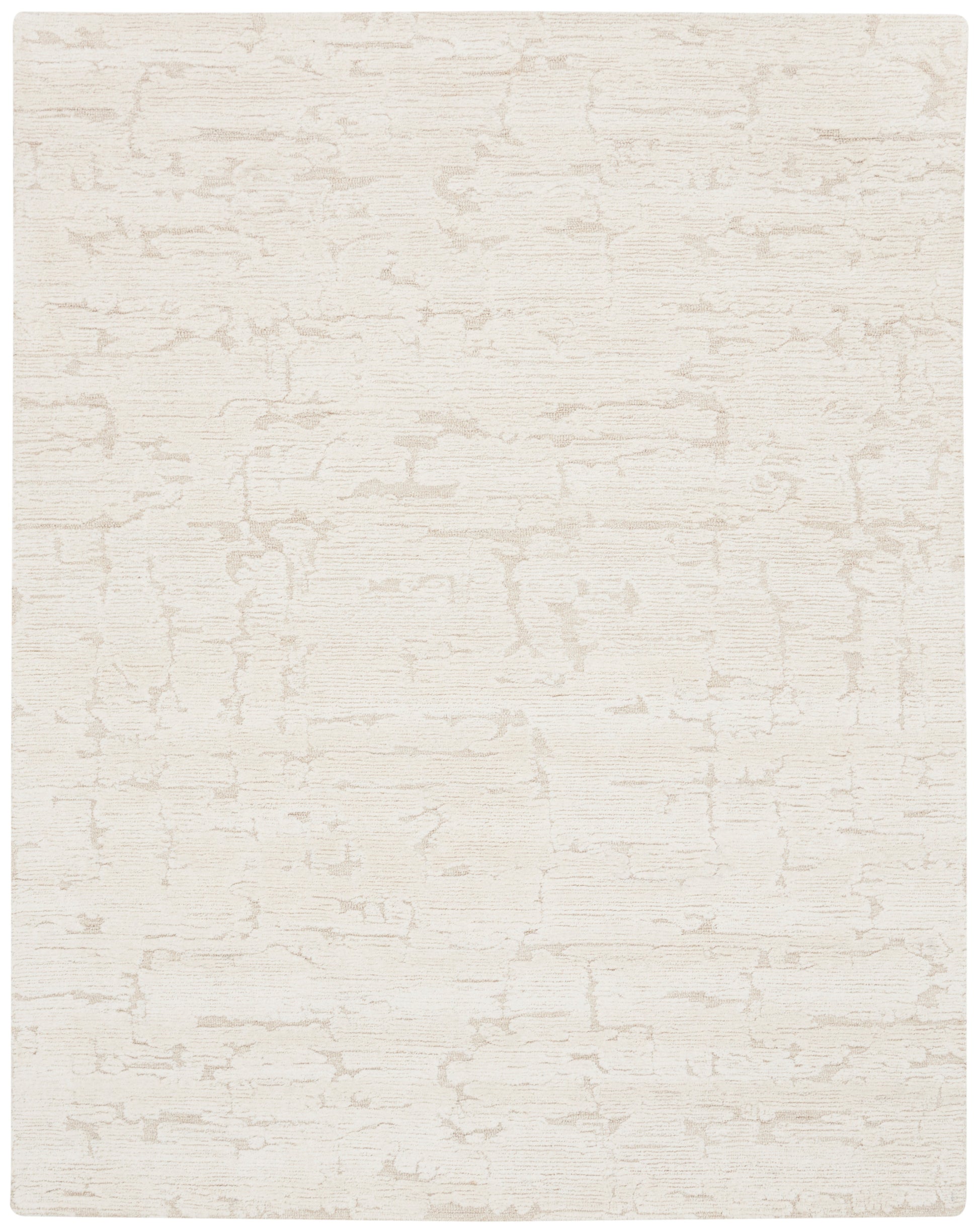 Beige textured area rug with a subtle ivory abstract pattern; rectangular, soft pile for modern living spaces.