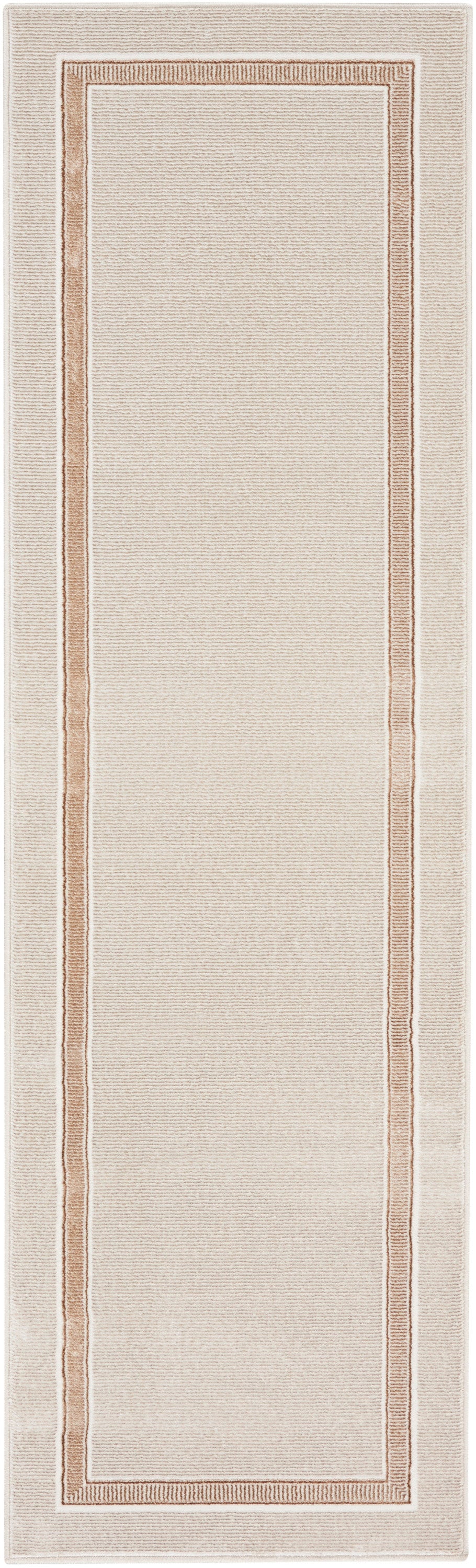 Beige fabric panel with a double copper-brown border, classic rectangular border design.