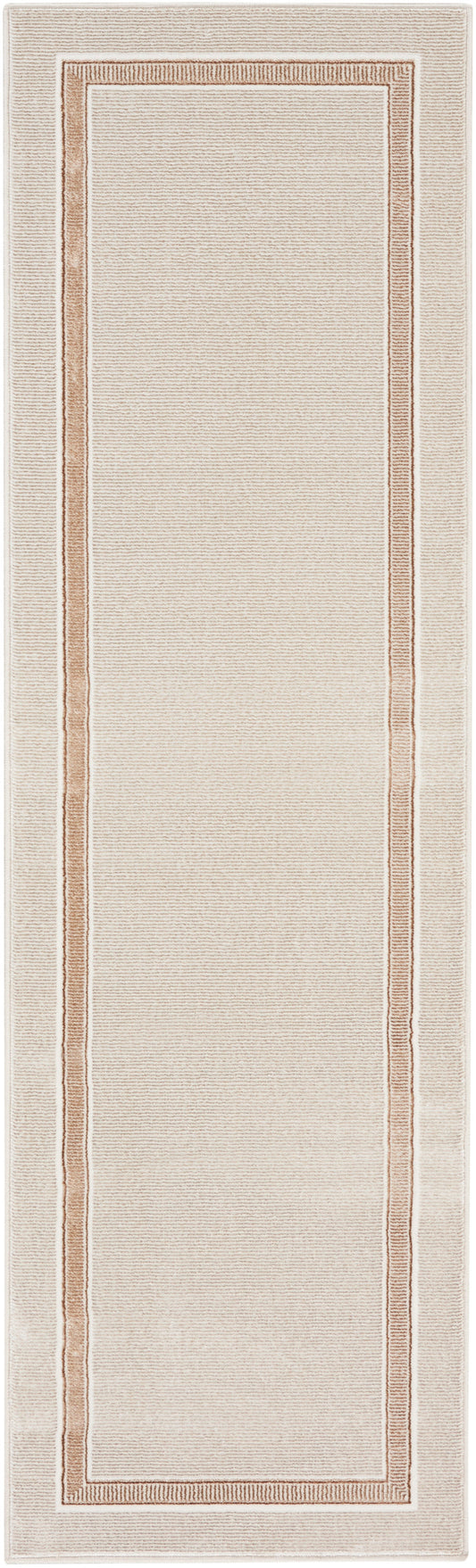 Beige fabric panel with a double copper-brown border, classic rectangular border design.