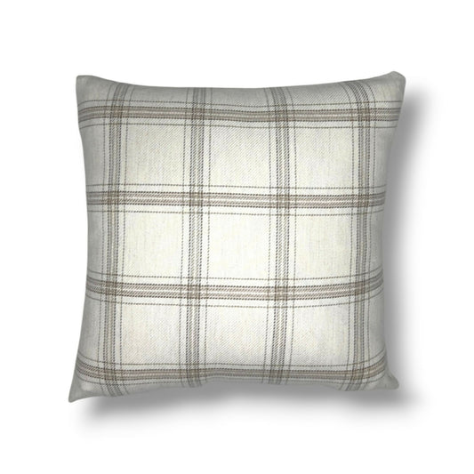 20" Silverwood Studio Classic Plaid Cream / Taupe Woven Pillow Cover