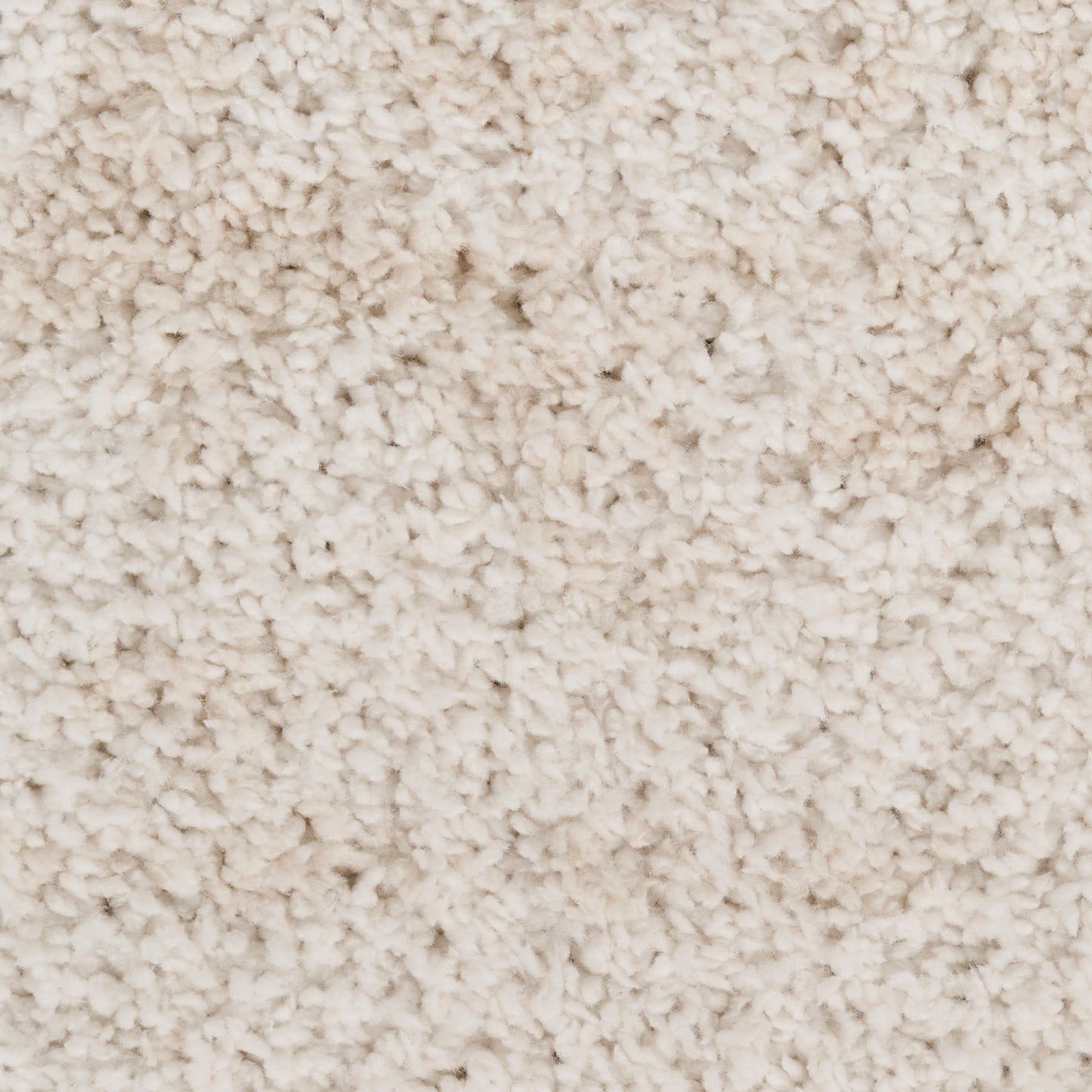 Cream beige plush carpet close-up with soft, high-pile shag texture & cozy look.