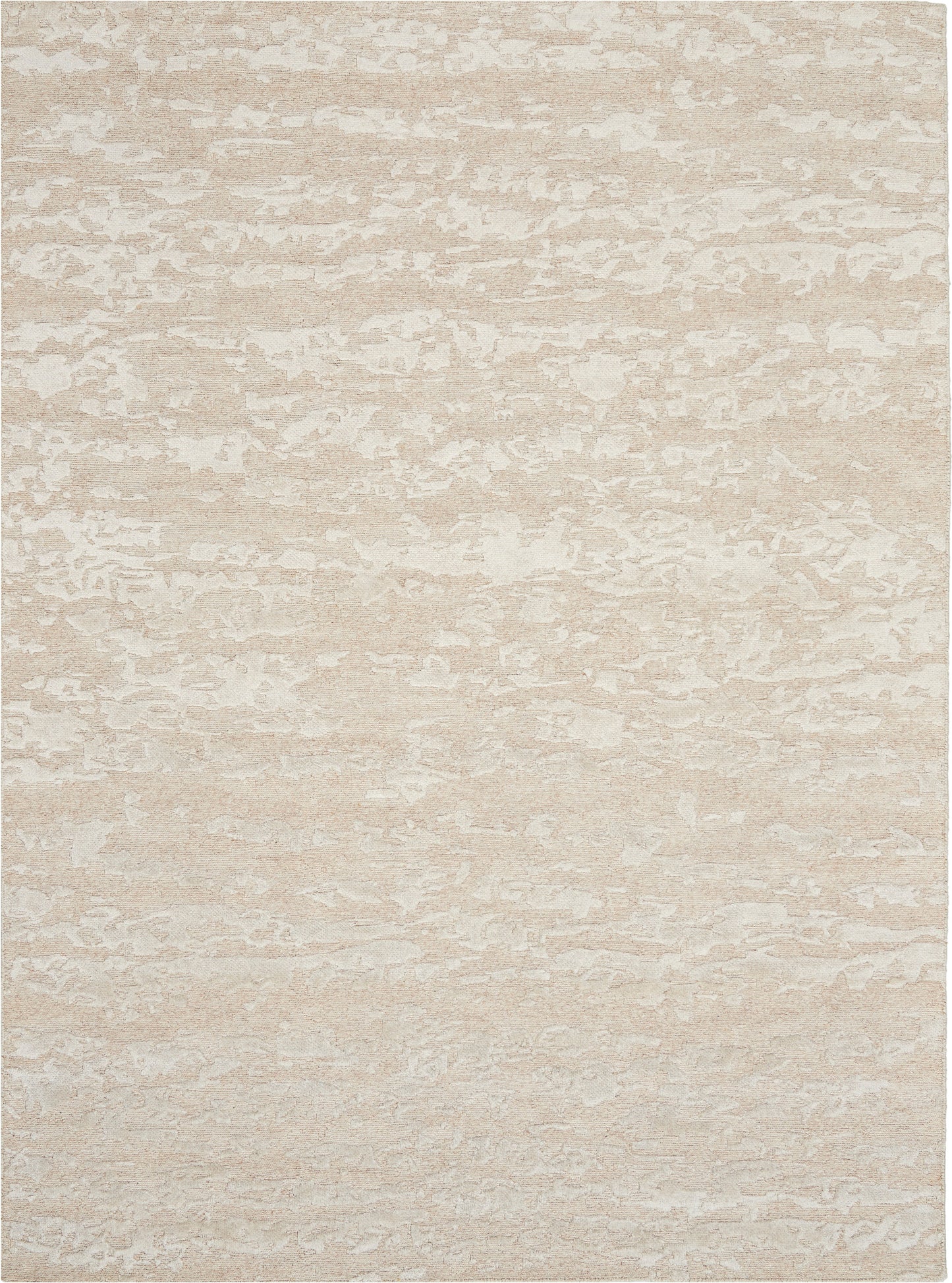 Rectangular beige textured area rug with cream marbling, soft woven look for living rooms.