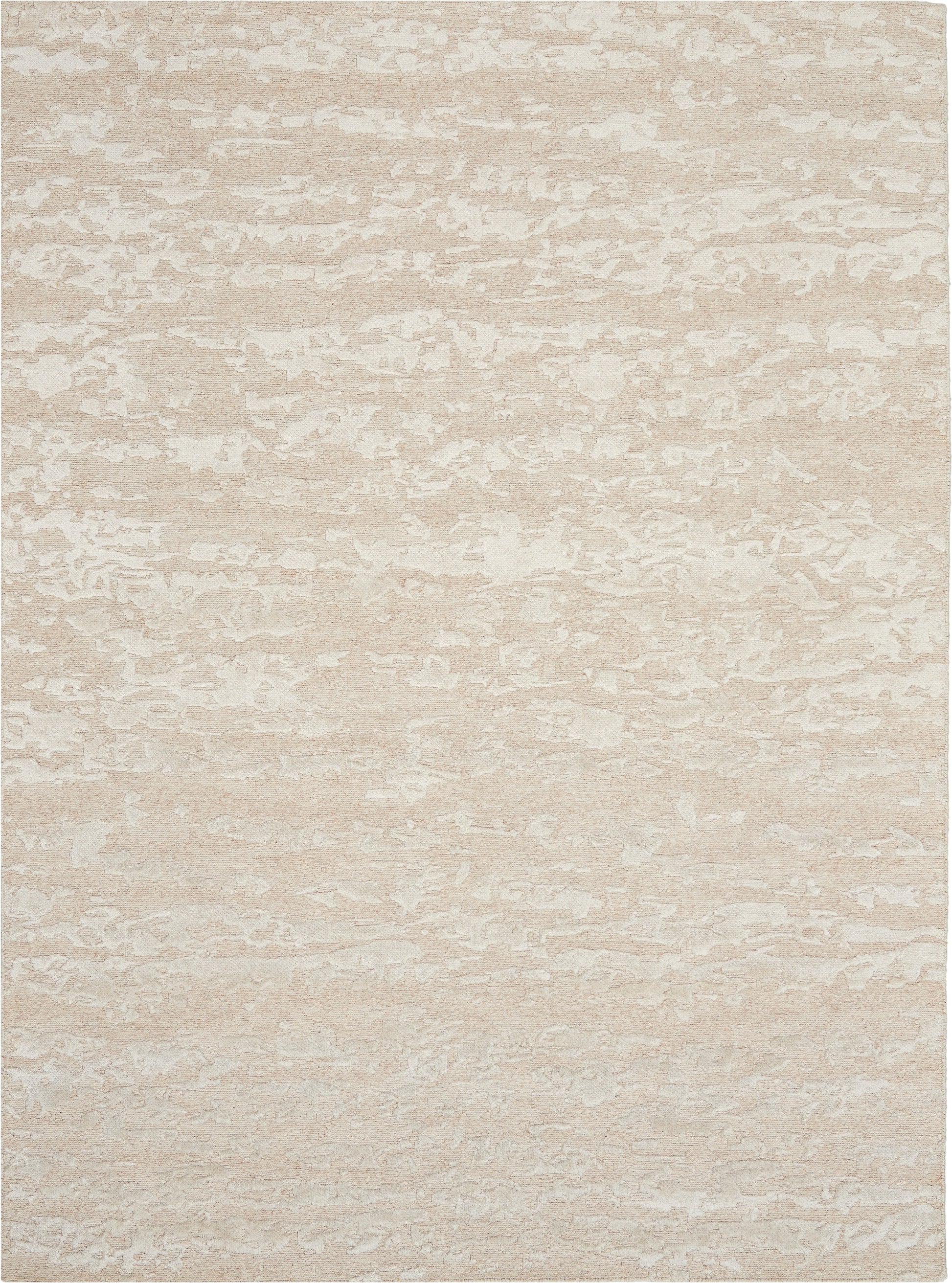 Rectangular beige textured area rug with cream marbling, soft woven look for living rooms.