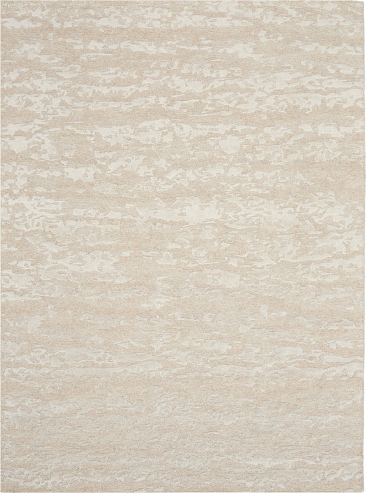 Rectangular beige textured area rug with cream marbling, soft woven look for living rooms.