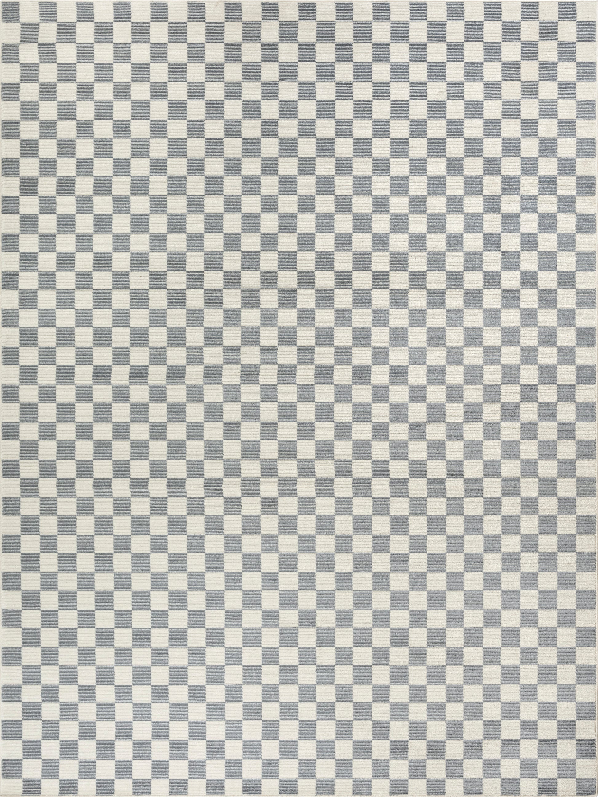 Gray and white checkerboard fabric pattern with woven texture and square grid design.