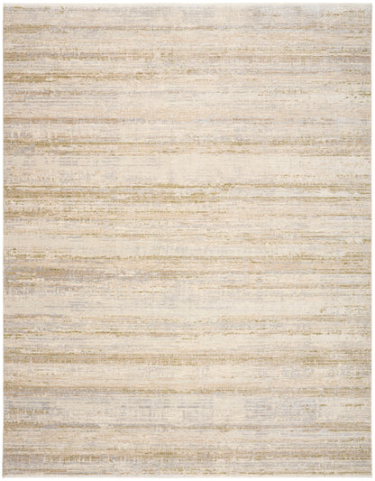 Neutral beige area rug with subtle cream and taupe horizontal stripes; soft, abstract washed pattern.