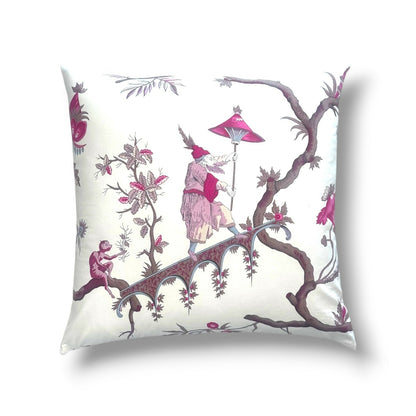 20" Rouge (Red, Pink, Beige) Print Pillow Cover in Pierre Frey Mikado L2804001– Rouge Fabric