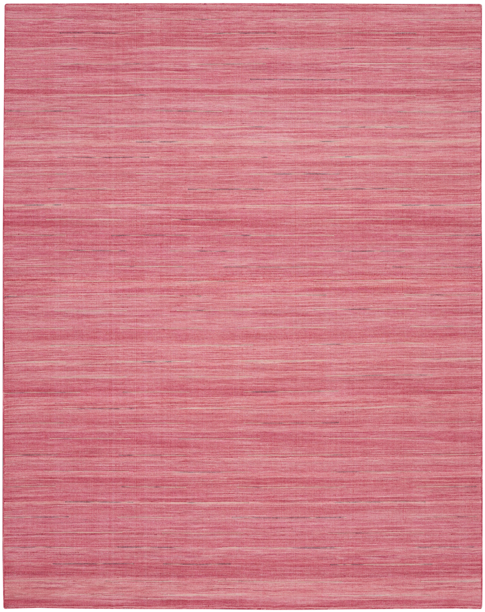 Pink flatweave rug with subtle horizontal stripes; soft, textured rectangular area rug for living room.
