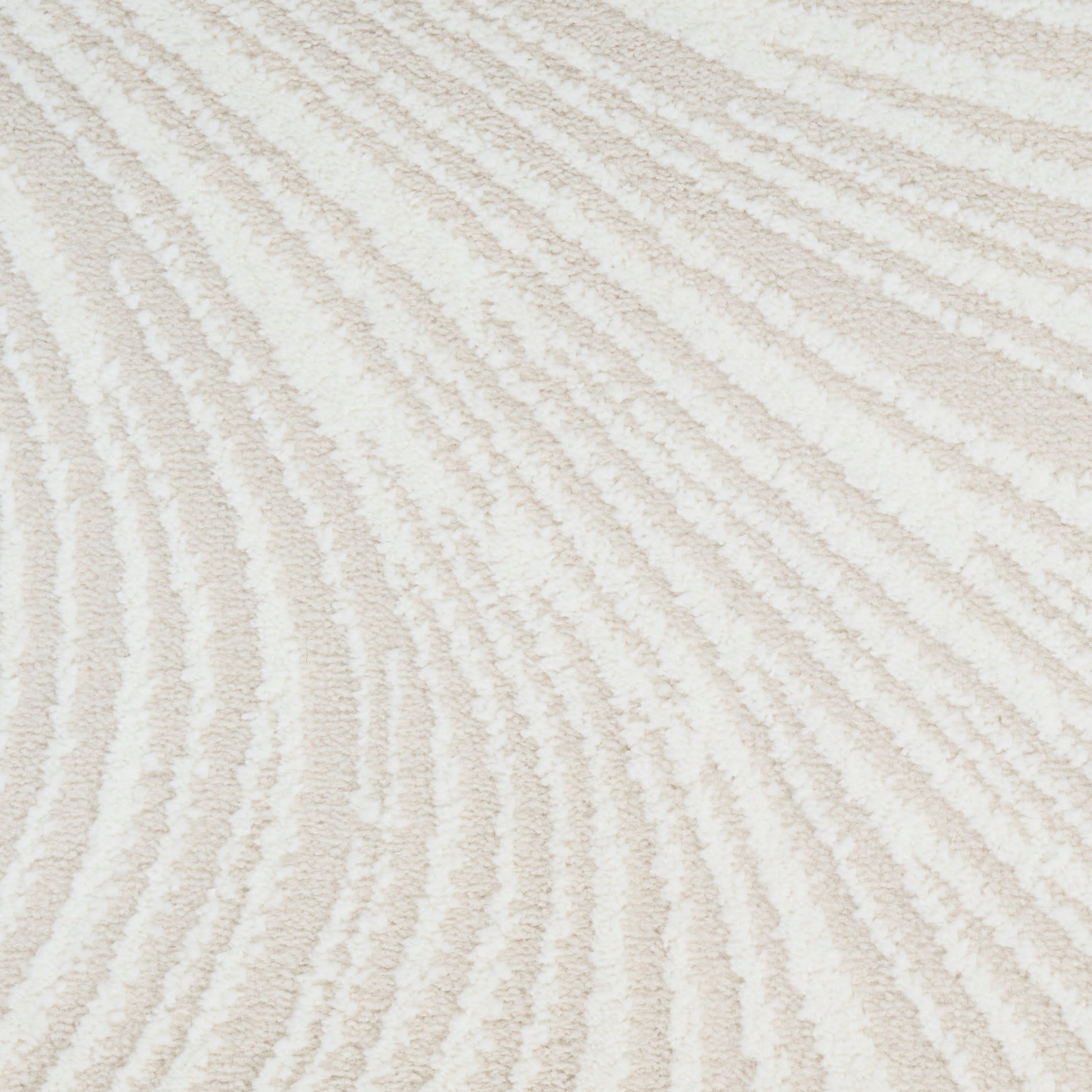 Cream and beige textured rug with tan, wavy striped pattern and soft pile for modern living spaces.