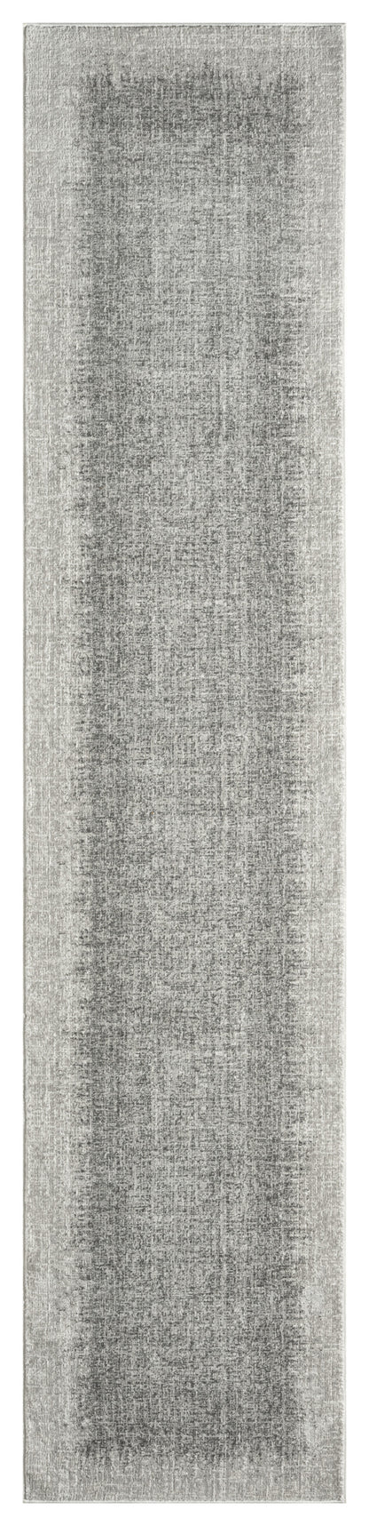 Long gray distressed-pattern rug runner with soft plush texture, modern neutral decor for hallway or entryway.