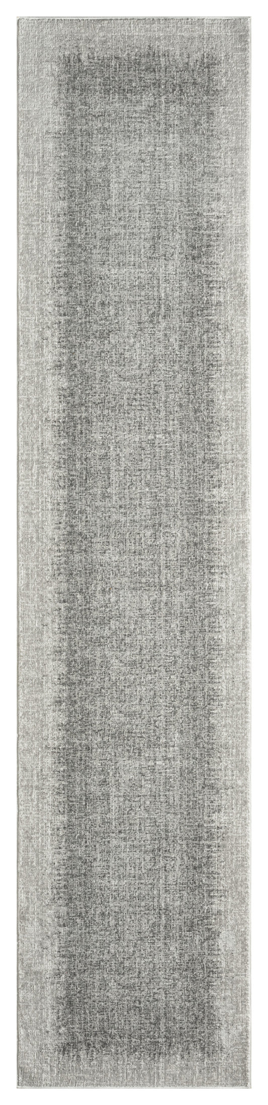 Long gray distressed-pattern rug runner with soft plush texture, modern neutral decor for hallway or entryway.