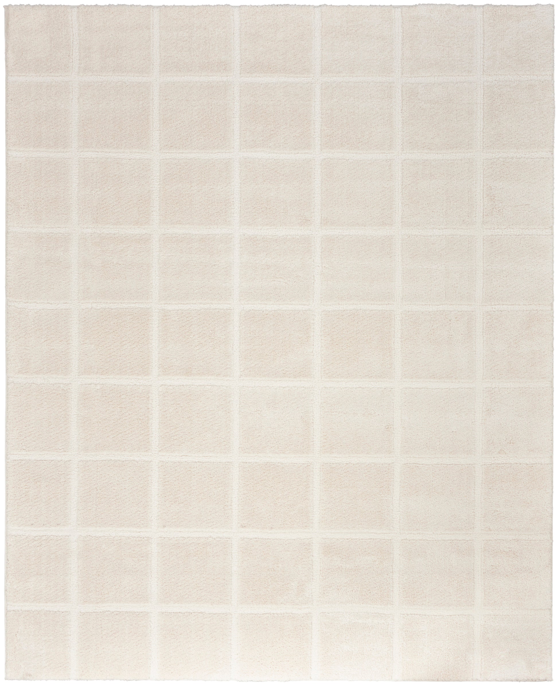 Light beige modern rug with a subtle pattern; 9' x 12'.