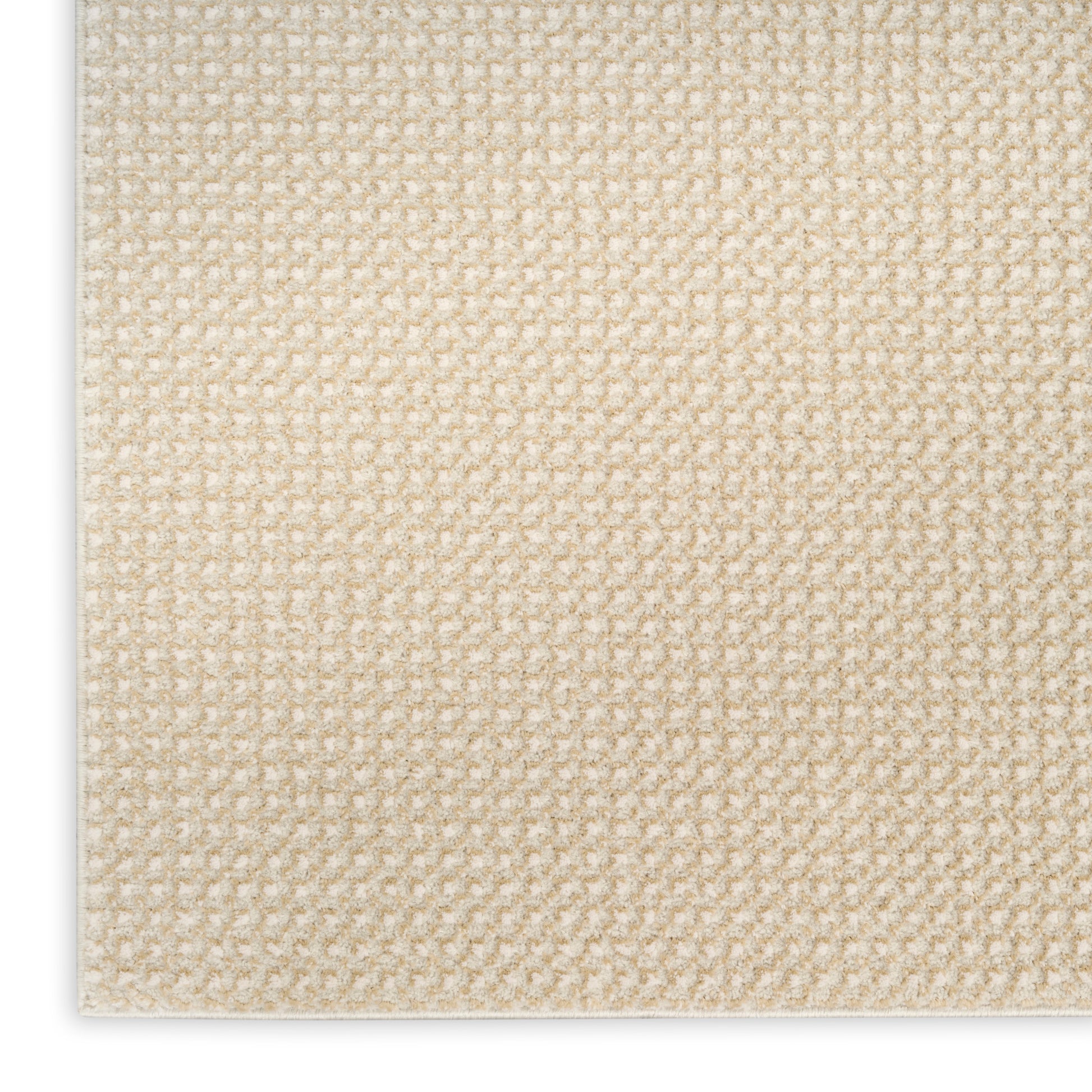 Beige woven rug texture with tight loop pile; warm, neutral carpet sample.
