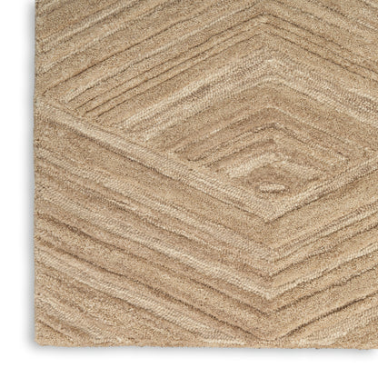 Beige textured area rug with a raised chevron pattern; rectangular, soft woven look for living room.
