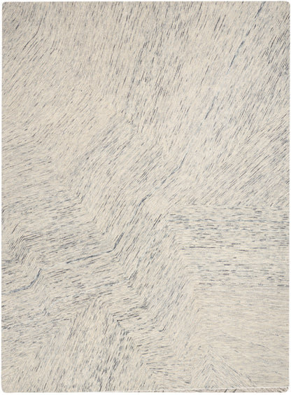 Neutral beige textured rug with subtle gray brushstroke pattern for modern living spaces.