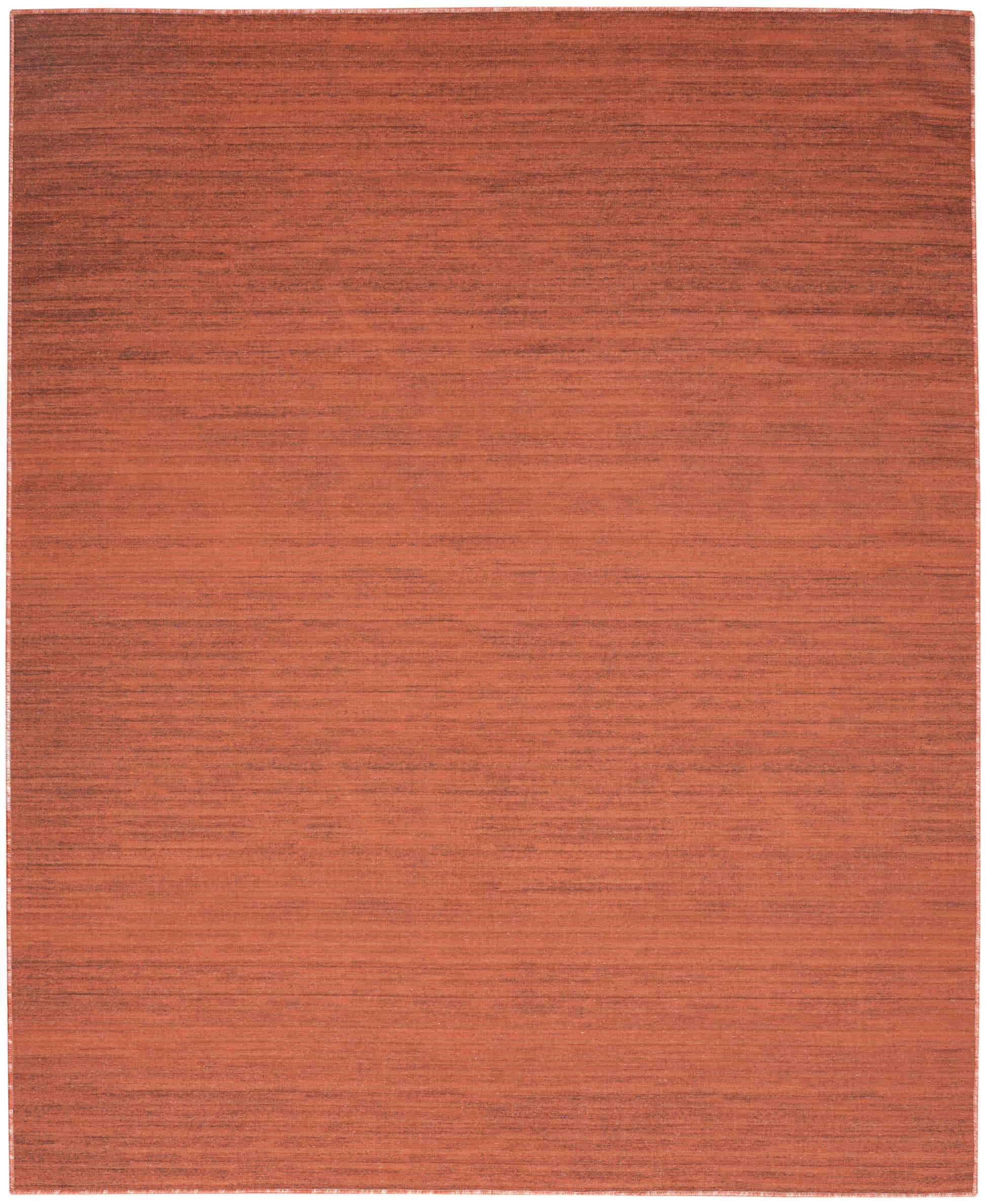 Rectangular flat-weave terracotta orange rug with subtle horizontal texture.