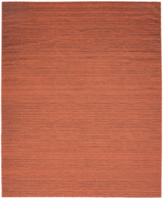 Rectangular flat-weave terracotta orange rug with subtle horizontal texture.